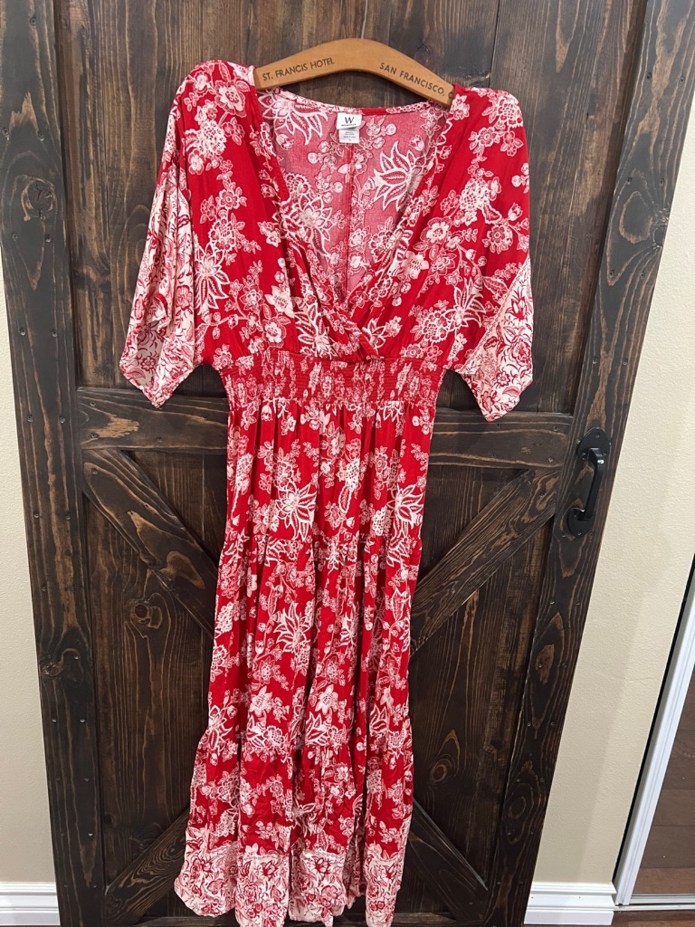 Wrapper Red & White Floral V-Neck Maxi Dress